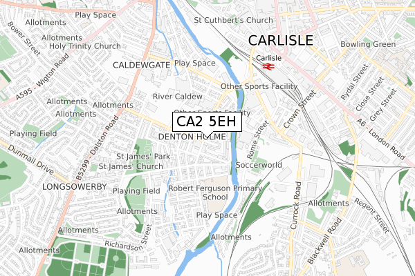 CA2 5EH map - small scale - OS Open Zoomstack (Ordnance Survey)