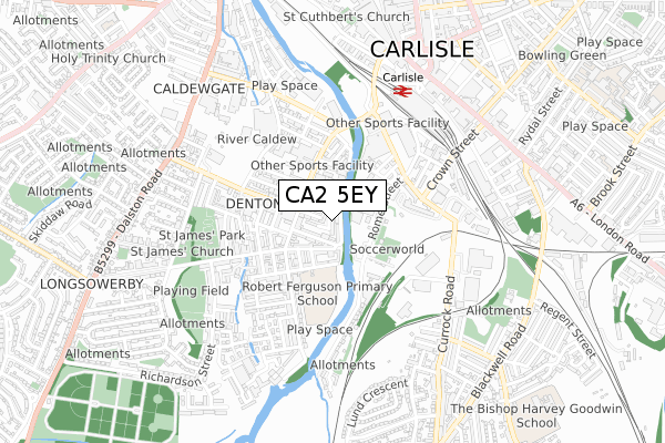 CA2 5EY map - small scale - OS Open Zoomstack (Ordnance Survey)