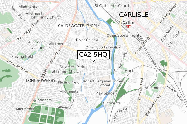 CA2 5HQ map - small scale - OS Open Zoomstack (Ordnance Survey)