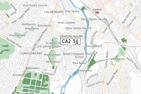 CA2 5JJ map - small scale - OS Open Zoomstack (Ordnance Survey)