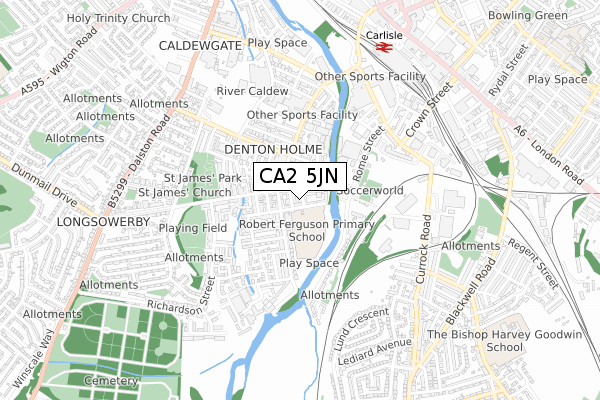 CA2 5JN map - small scale - OS Open Zoomstack (Ordnance Survey)