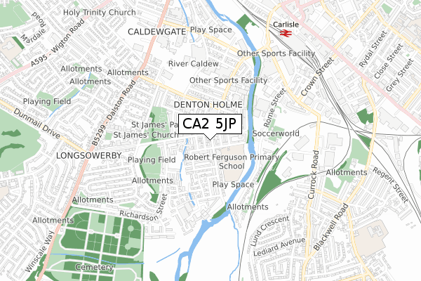 CA2 5JP map - small scale - OS Open Zoomstack (Ordnance Survey)