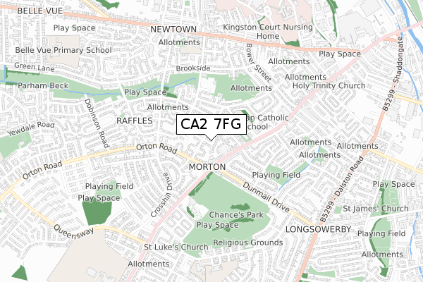 CA2 7FG map - small scale - OS Open Zoomstack (Ordnance Survey)