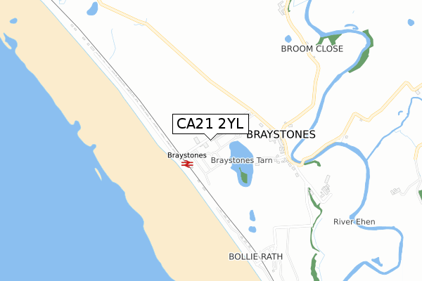 CA21 2YL map - small scale - OS Open Zoomstack (Ordnance Survey)