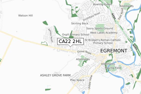 CA22 2HL map - small scale - OS Open Zoomstack (Ordnance Survey)