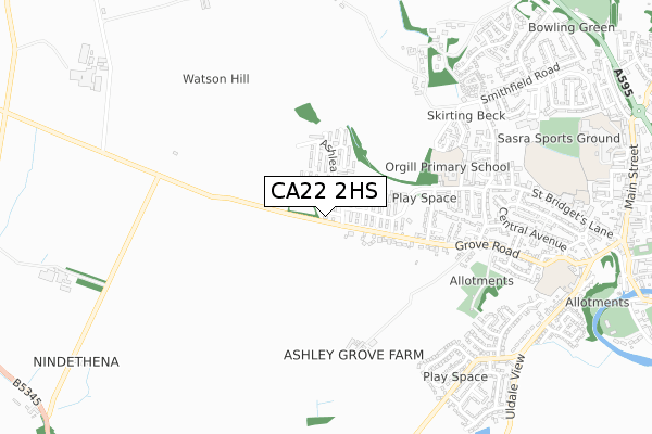 CA22 2HS map - small scale - OS Open Zoomstack (Ordnance Survey)