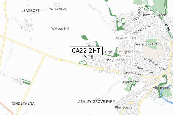 CA22 2HT map - small scale - OS Open Zoomstack (Ordnance Survey)