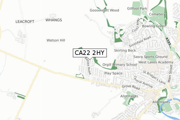 CA22 2HY map - small scale - OS Open Zoomstack (Ordnance Survey)