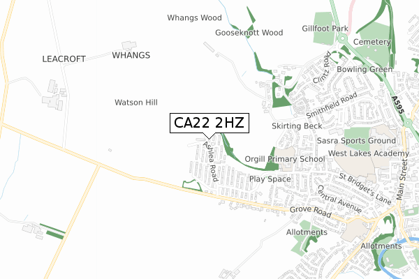 CA22 2HZ map - small scale - OS Open Zoomstack (Ordnance Survey)