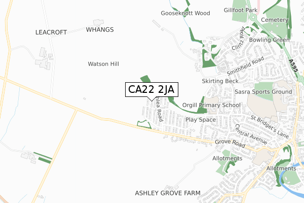 CA22 2JA map - small scale - OS Open Zoomstack (Ordnance Survey)