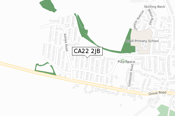 CA22 2JB map - large scale - OS Open Zoomstack (Ordnance Survey)