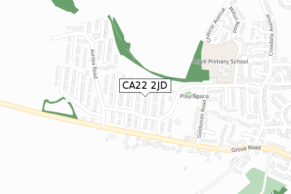 CA22 2JD map - large scale - OS Open Zoomstack (Ordnance Survey)