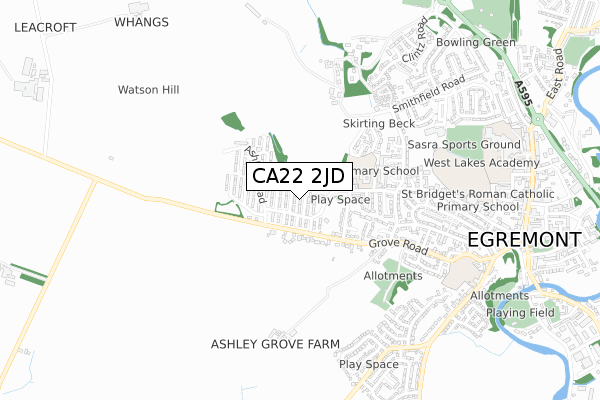 CA22 2JD map - small scale - OS Open Zoomstack (Ordnance Survey)