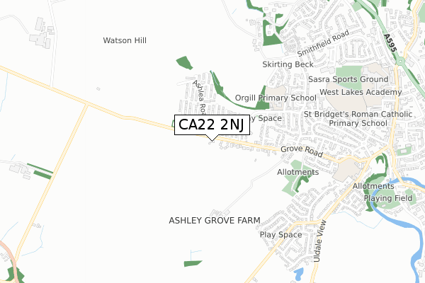 CA22 2NJ map - small scale - OS Open Zoomstack (Ordnance Survey)