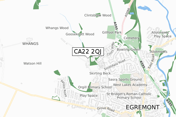 CA22 2QJ map - small scale - OS Open Zoomstack (Ordnance Survey)