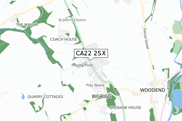 CA22 2SX map - small scale - OS Open Zoomstack (Ordnance Survey)