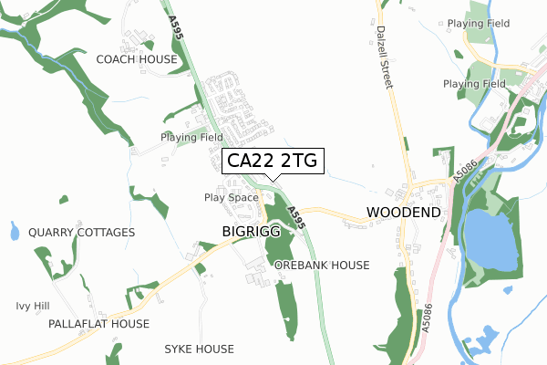 CA22 2TG map - small scale - OS Open Zoomstack (Ordnance Survey)