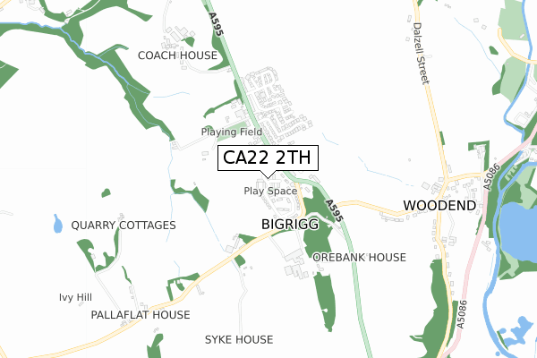 CA22 2TH map - small scale - OS Open Zoomstack (Ordnance Survey)