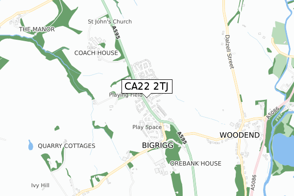 CA22 2TJ map - small scale - OS Open Zoomstack (Ordnance Survey)