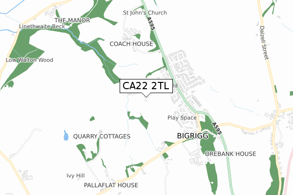 CA22 2TL map - small scale - OS Open Zoomstack (Ordnance Survey)