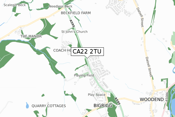 CA22 2TU map - small scale - OS Open Zoomstack (Ordnance Survey)