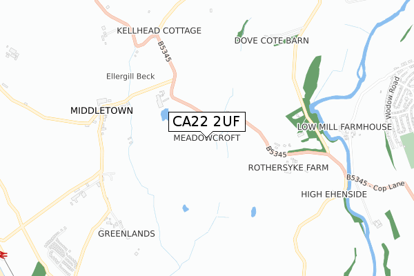 CA22 2UF map - small scale - OS Open Zoomstack (Ordnance Survey)