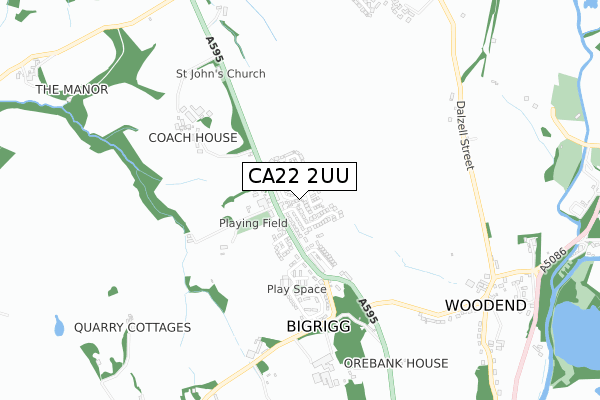 CA22 2UU map - small scale - OS Open Zoomstack (Ordnance Survey)