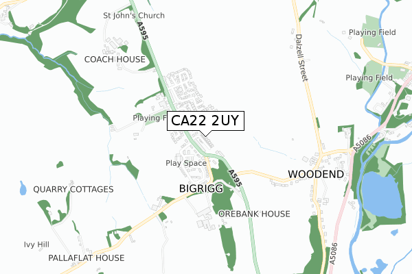 CA22 2UY map - small scale - OS Open Zoomstack (Ordnance Survey)