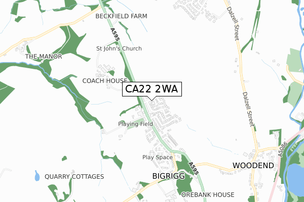 CA22 2WA map - small scale - OS Open Zoomstack (Ordnance Survey)