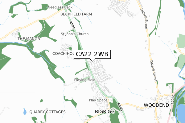 CA22 2WB map - small scale - OS Open Zoomstack (Ordnance Survey)