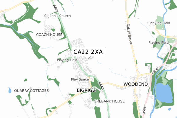 CA22 2XA map - small scale - OS Open Zoomstack (Ordnance Survey)