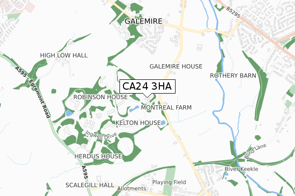 CA24 3HA map - small scale - OS Open Zoomstack (Ordnance Survey)