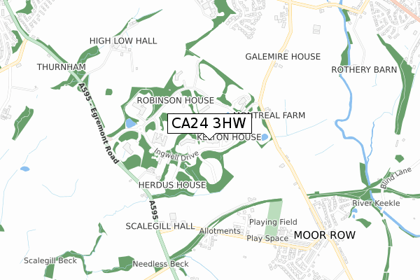 CA24 3HW map - small scale - OS Open Zoomstack (Ordnance Survey)