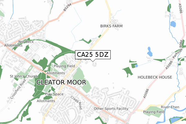 CA25 5DZ map - small scale - OS Open Zoomstack (Ordnance Survey)