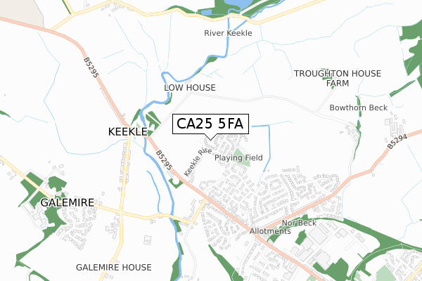 CA25 5FA map - small scale - OS Open Zoomstack (Ordnance Survey)