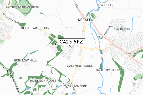 CA25 5PZ map - small scale - OS Open Zoomstack (Ordnance Survey)