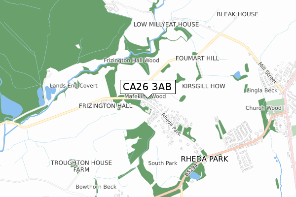 CA26 3AB map - small scale - OS Open Zoomstack (Ordnance Survey)