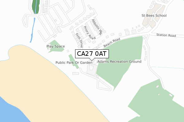 CA27 0AT map - large scale - OS Open Zoomstack (Ordnance Survey)