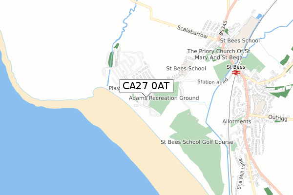 CA27 0AT map - small scale - OS Open Zoomstack (Ordnance Survey)