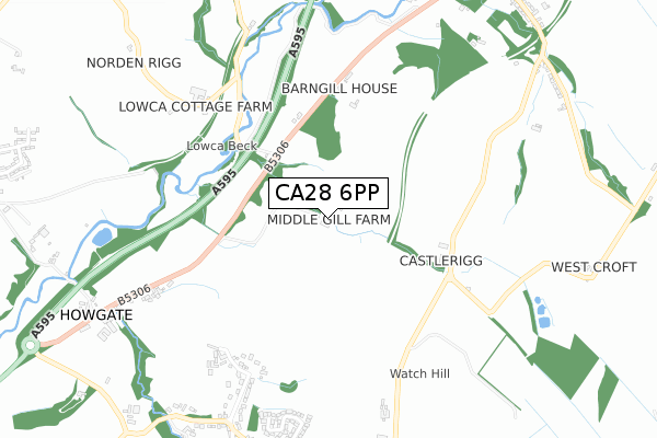 CA28 6PP map - small scale - OS Open Zoomstack (Ordnance Survey)