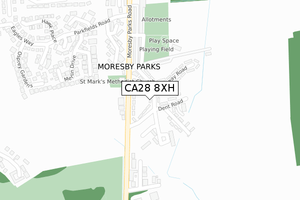 CA28 8XH map - large scale - OS Open Zoomstack (Ordnance Survey)