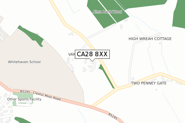 CA28 8XX map - large scale - OS Open Zoomstack (Ordnance Survey)