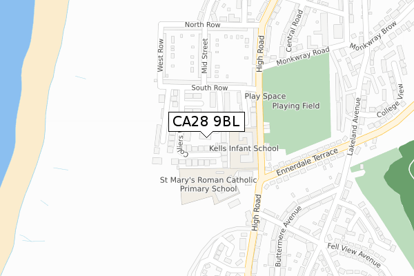 CA28 9BL map - large scale - OS Open Zoomstack (Ordnance Survey)