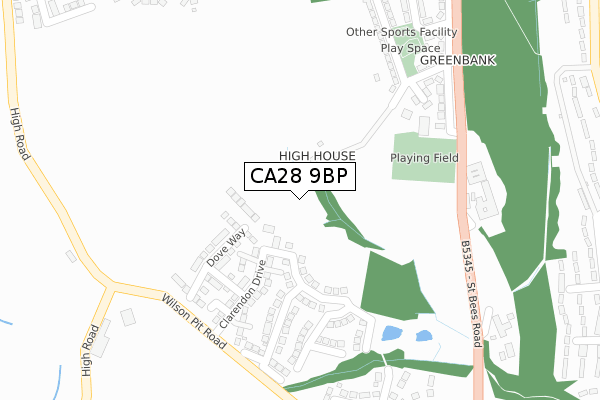 CA28 9BP map - large scale - OS Open Zoomstack (Ordnance Survey)