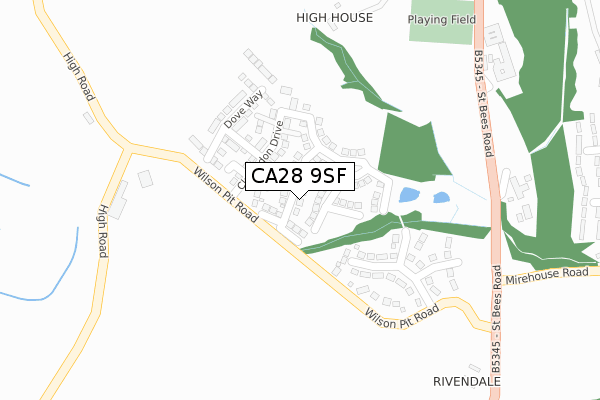 CA28 9SF map - large scale - OS Open Zoomstack (Ordnance Survey)