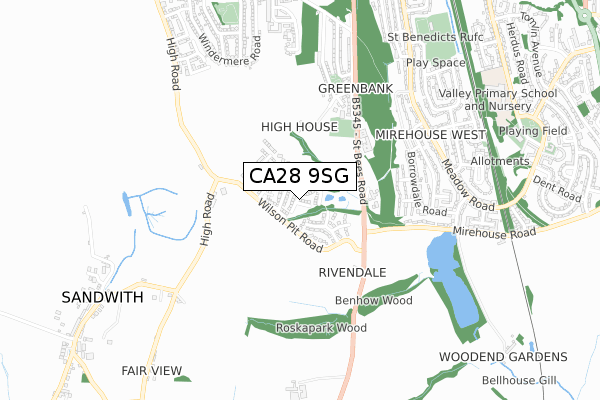 CA28 9SG map - small scale - OS Open Zoomstack (Ordnance Survey)