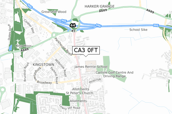 CA3 0FT map - small scale - OS Open Zoomstack (Ordnance Survey)