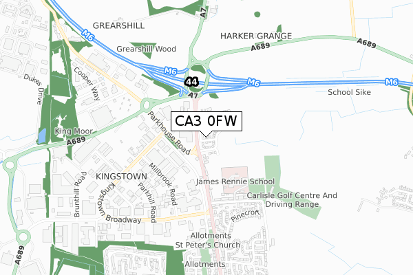 CA3 0FW map - small scale - OS Open Zoomstack (Ordnance Survey)