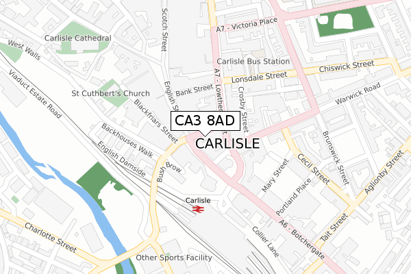 CA3 8AD map - large scale - OS Open Zoomstack (Ordnance Survey)