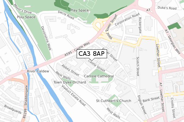 CA3 8AP map - large scale - OS Open Zoomstack (Ordnance Survey)